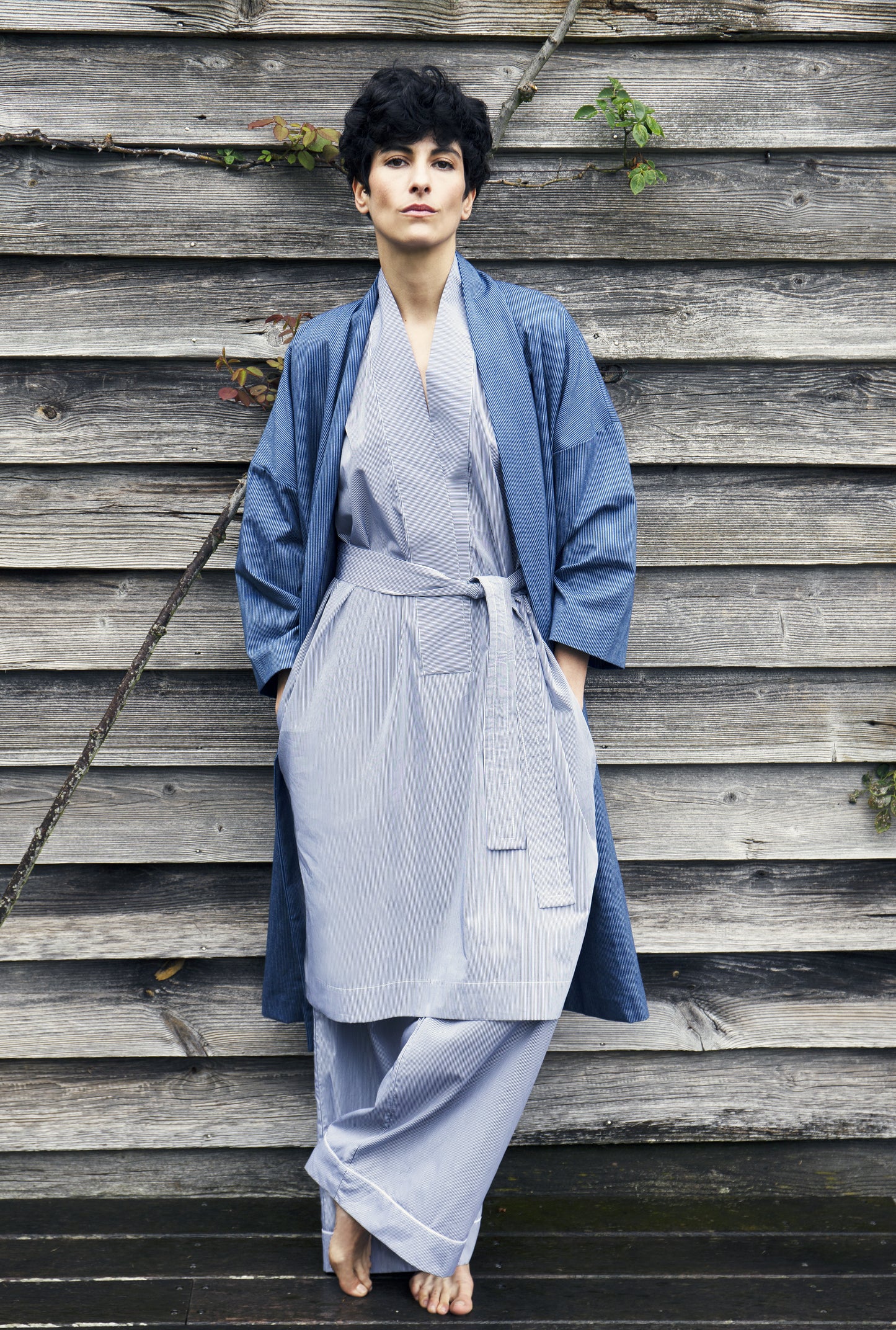 TUNIQUE_CHEMISE DE NUIT MADELEINE_HOMAI PARIS_RAYURES NOIRES_AUTOMNE HIVER 2021