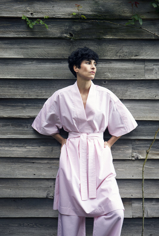 TUNIQUE_CHEMISE DE NUIT MADELEINE_HOMAI PARIS_RAYURES ROSES_AUTOMNE HIVER 2021